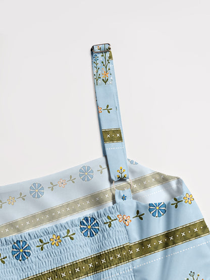 Blue Meadow Sheep Print Wide Straps Maxi Dress With Pockets