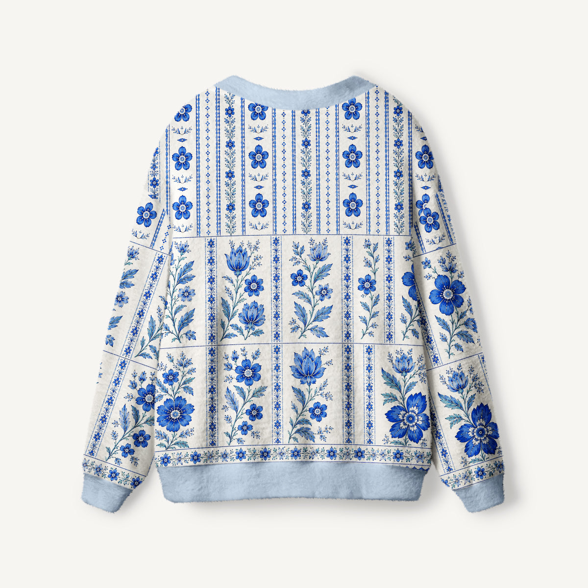 Indigo Garden Stripe Print Ugly Cardigan Sweaters