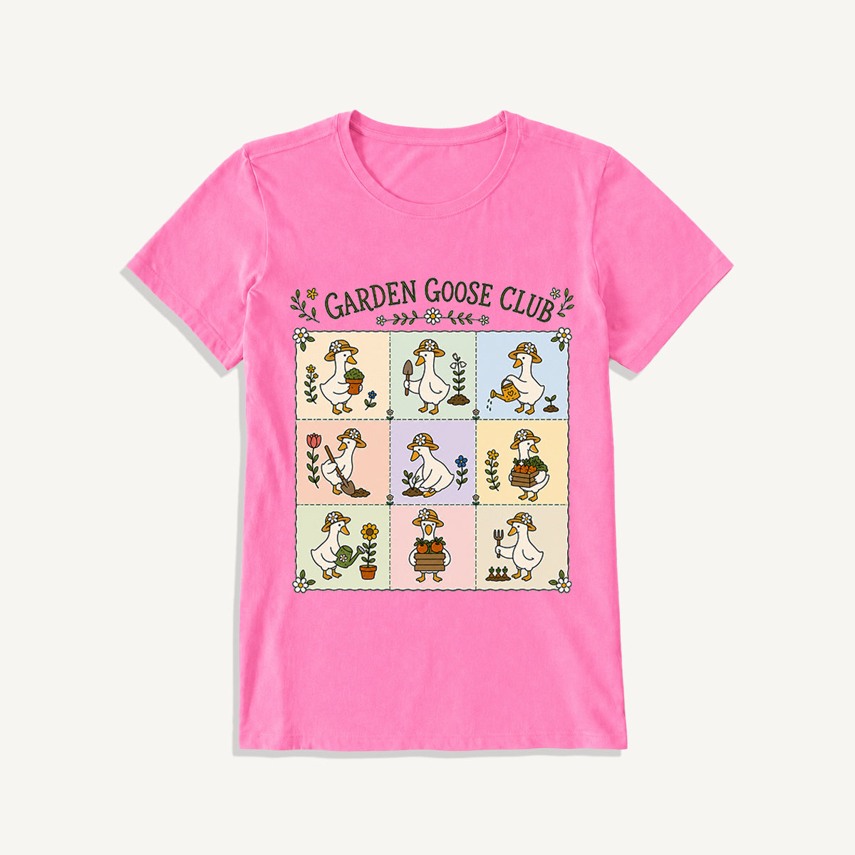 Garden Goose Club Print Crew Neck Cotton Tee