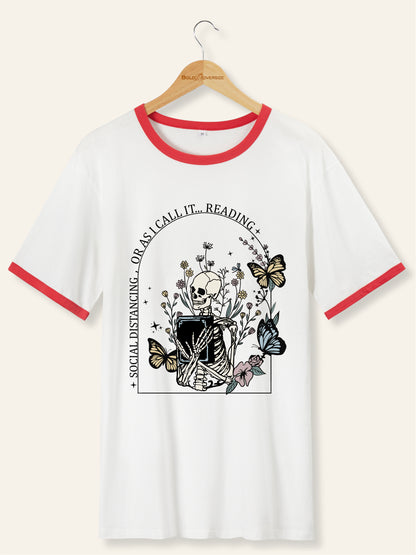 Vintage Reading The Book Ringer Tee