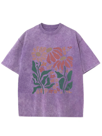 Vintage Boho Daisy Flower Washed T-Shirt