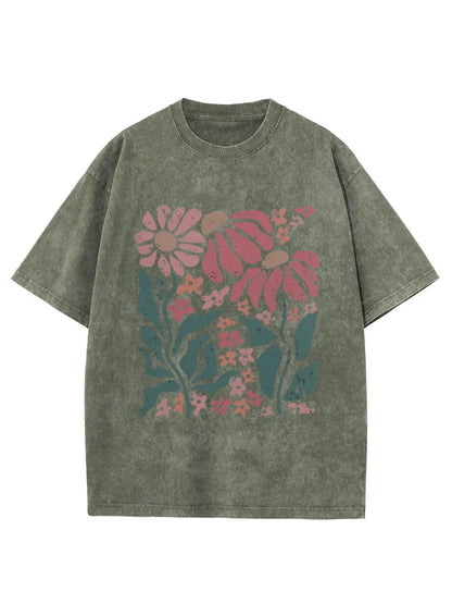 Vintage Boho Daisy Flower Washed T-Shirt