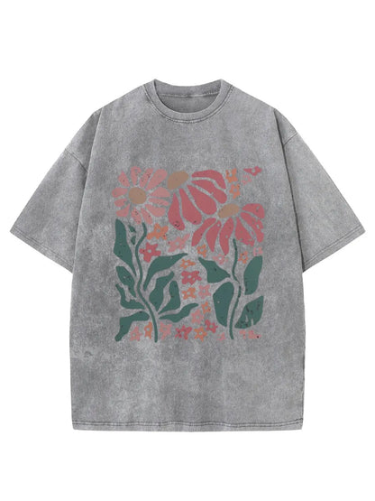 Vintage Boho Daisy Flower Washed T-Shirt