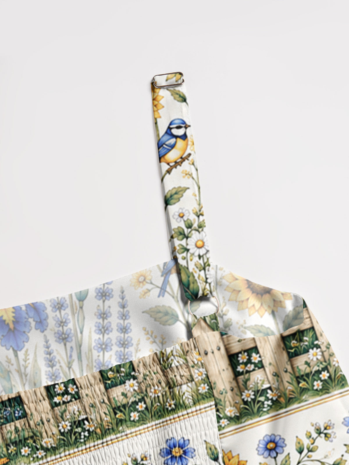Blue Meadow Sunflower & Iris Print Wide Straps Maxi Dress With Pockets
