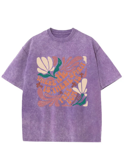 Vintage Boho Flowers Washed T-Shirt