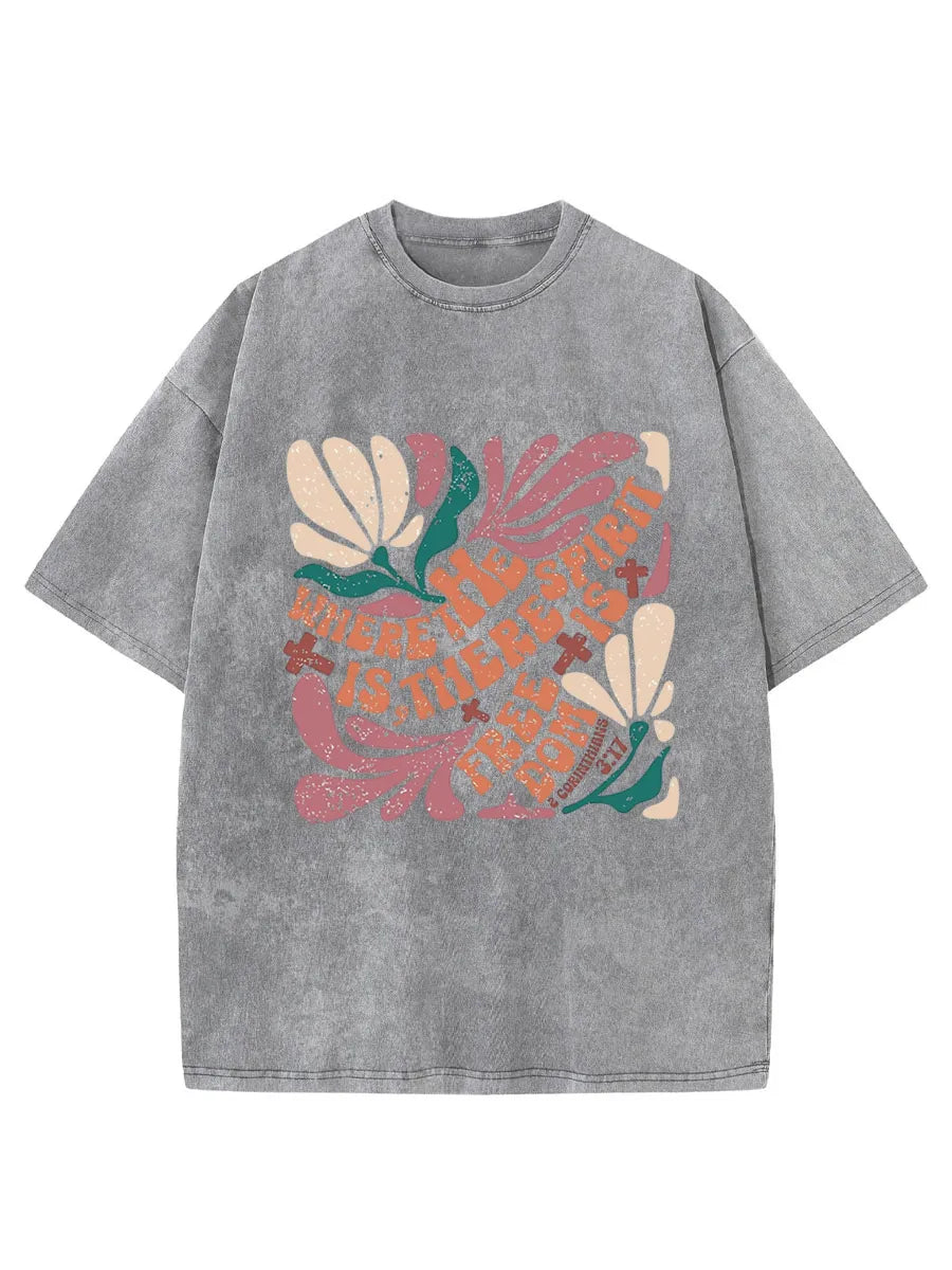 Vintage Boho Flowers Washed T-Shirt
