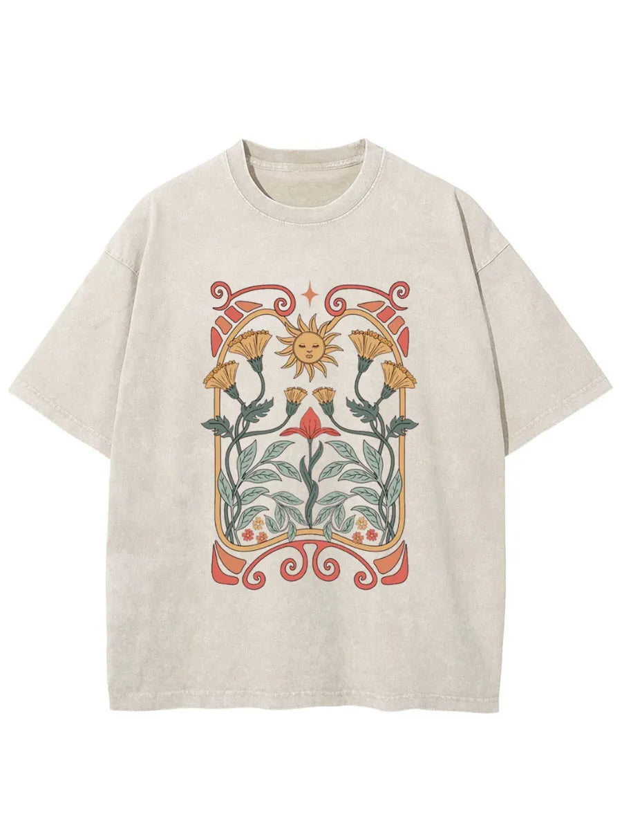 Vintage Boho Floral Washed T-Shirt