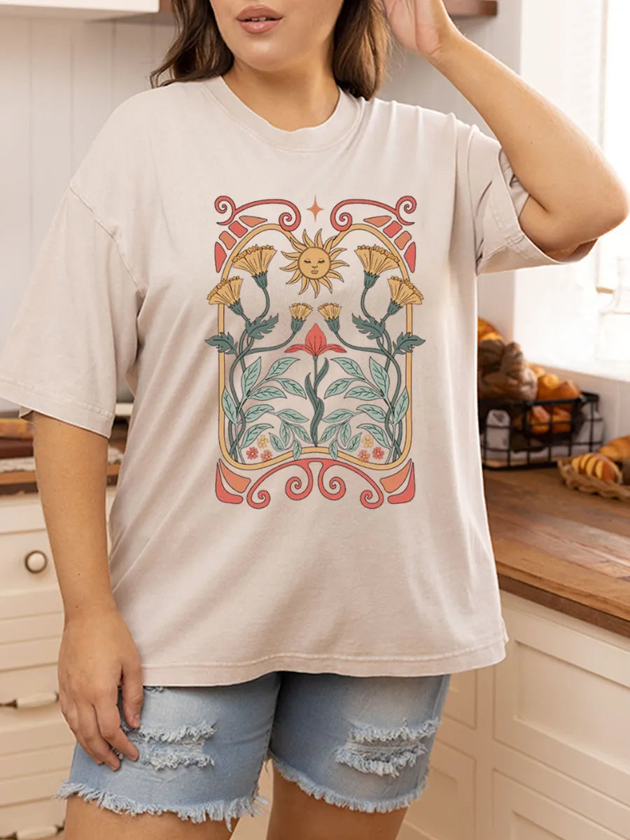Vintage Boho Floral Washed T-Shirt