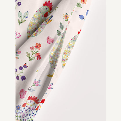 Colorful Farm Chickens Print Wide Straps Maxi Dress With Pockets