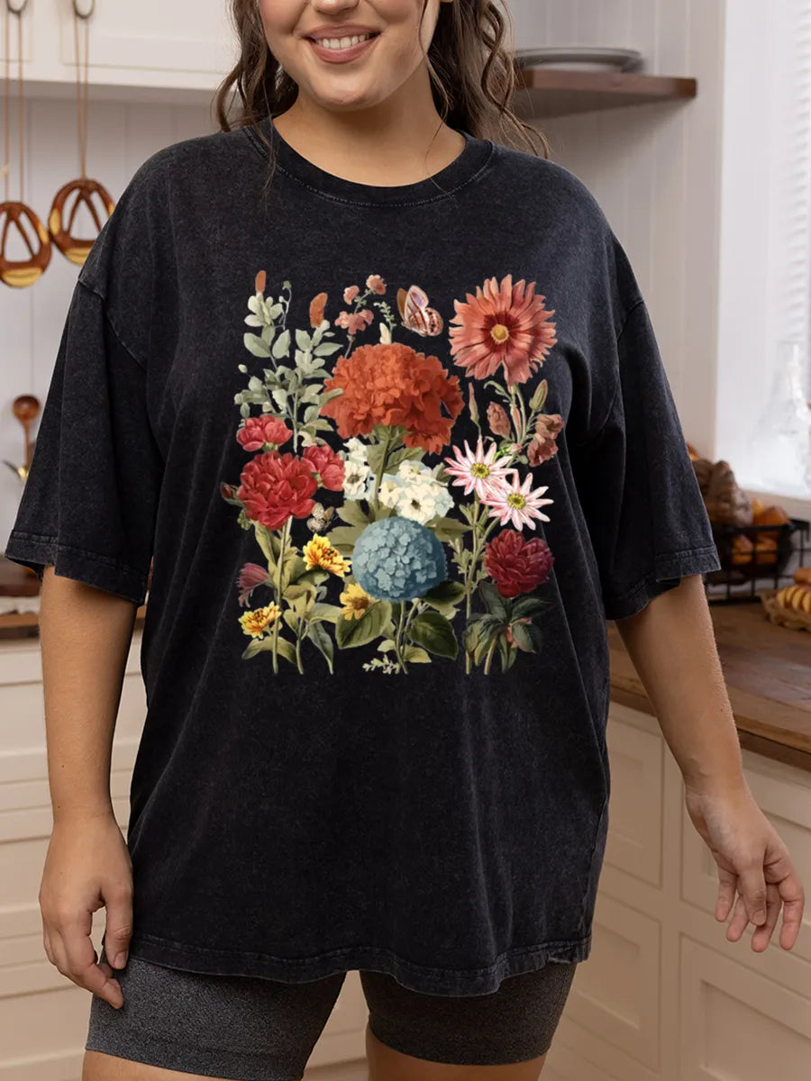 Vintage Pressed Flowers Washed T-Shirt