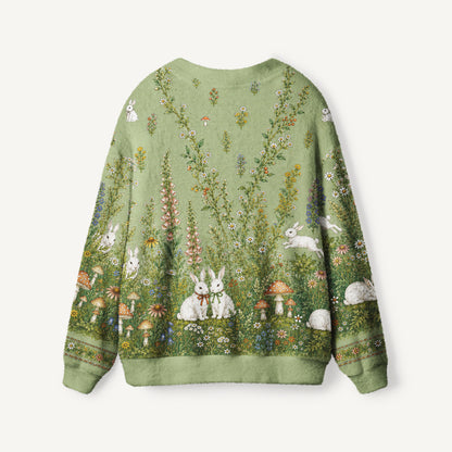 Bunny Meadow Garden Print Ugly Cardigan Sweaters
