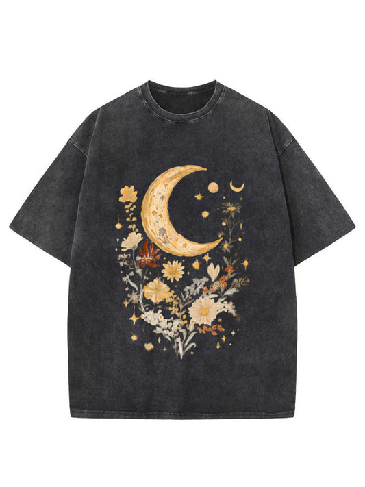 Vintage Cottagecore Flower Moon Washed T-Shirt