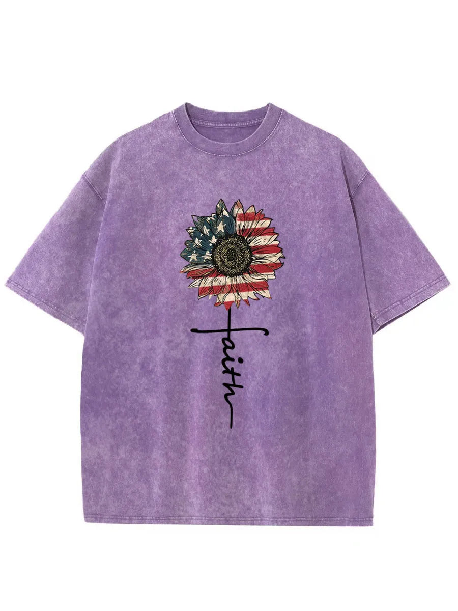 Vintage Sunflower Faith Washed T-Shirt