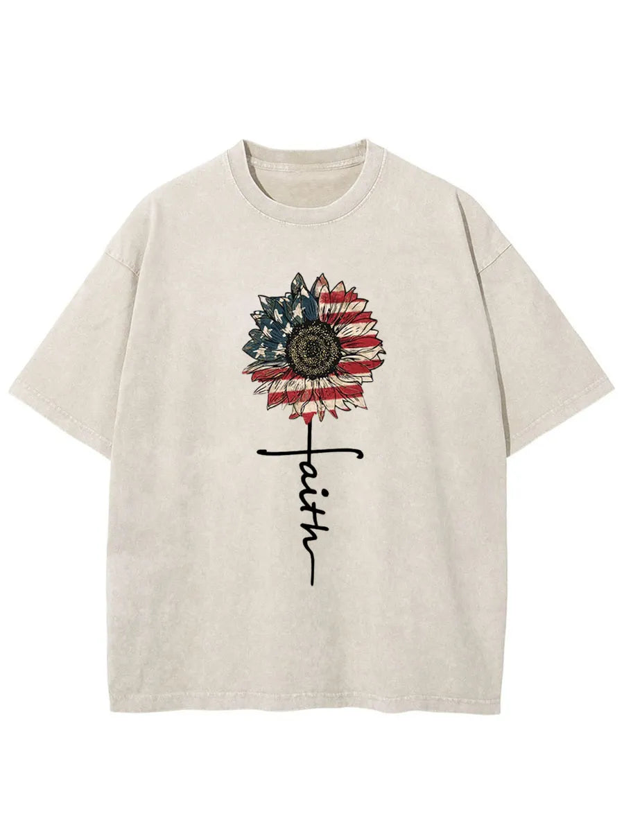 Vintage Sunflower Faith Washed T-Shirt
