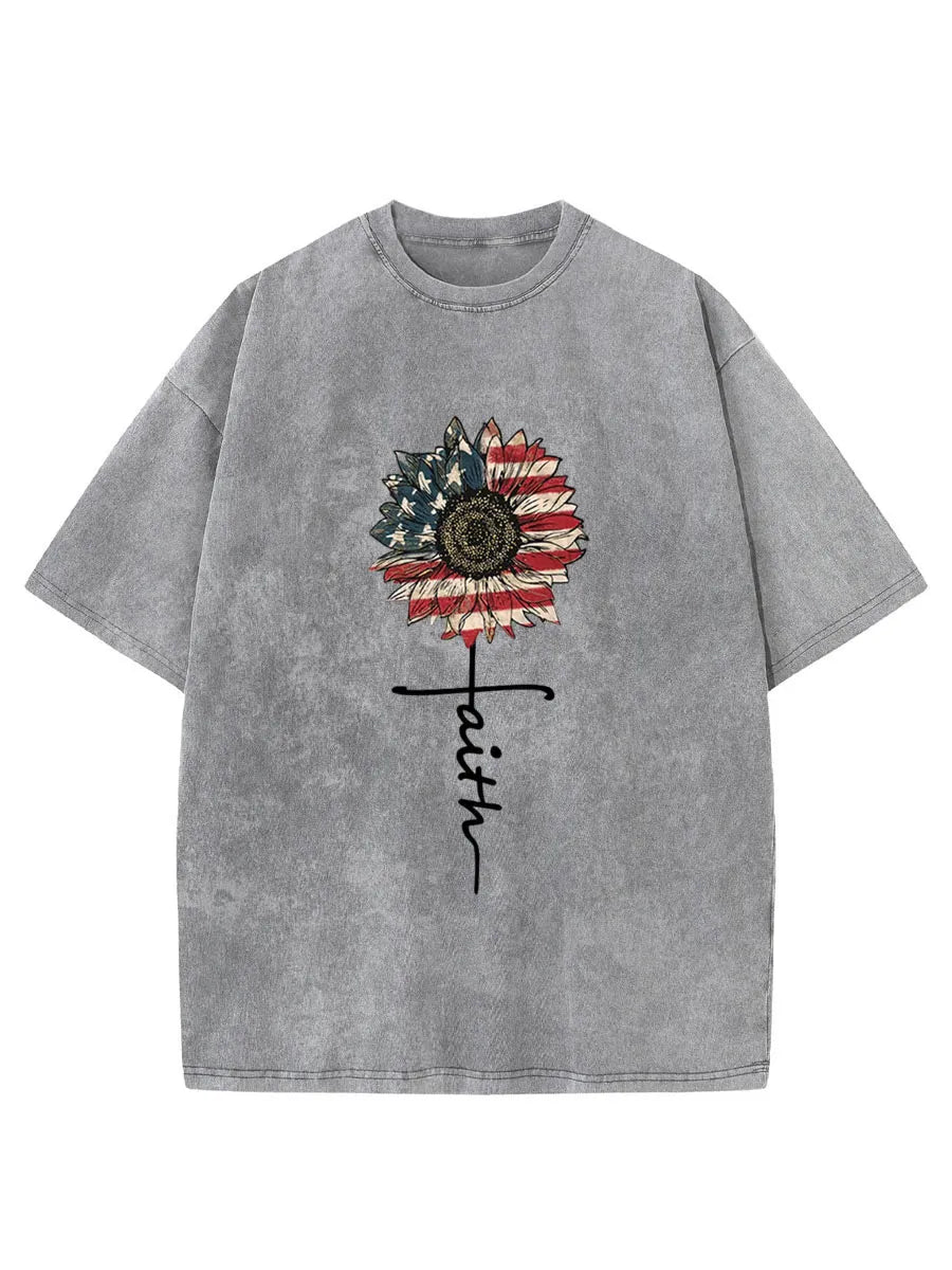 Vintage Sunflower Faith Washed T-Shirt