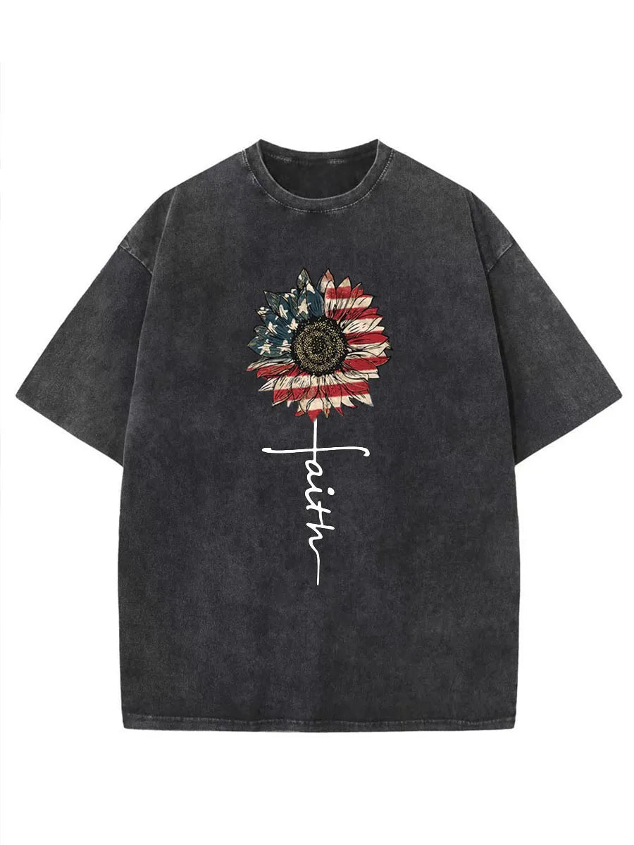 Vintage Sunflower Faith Washed T-Shirt