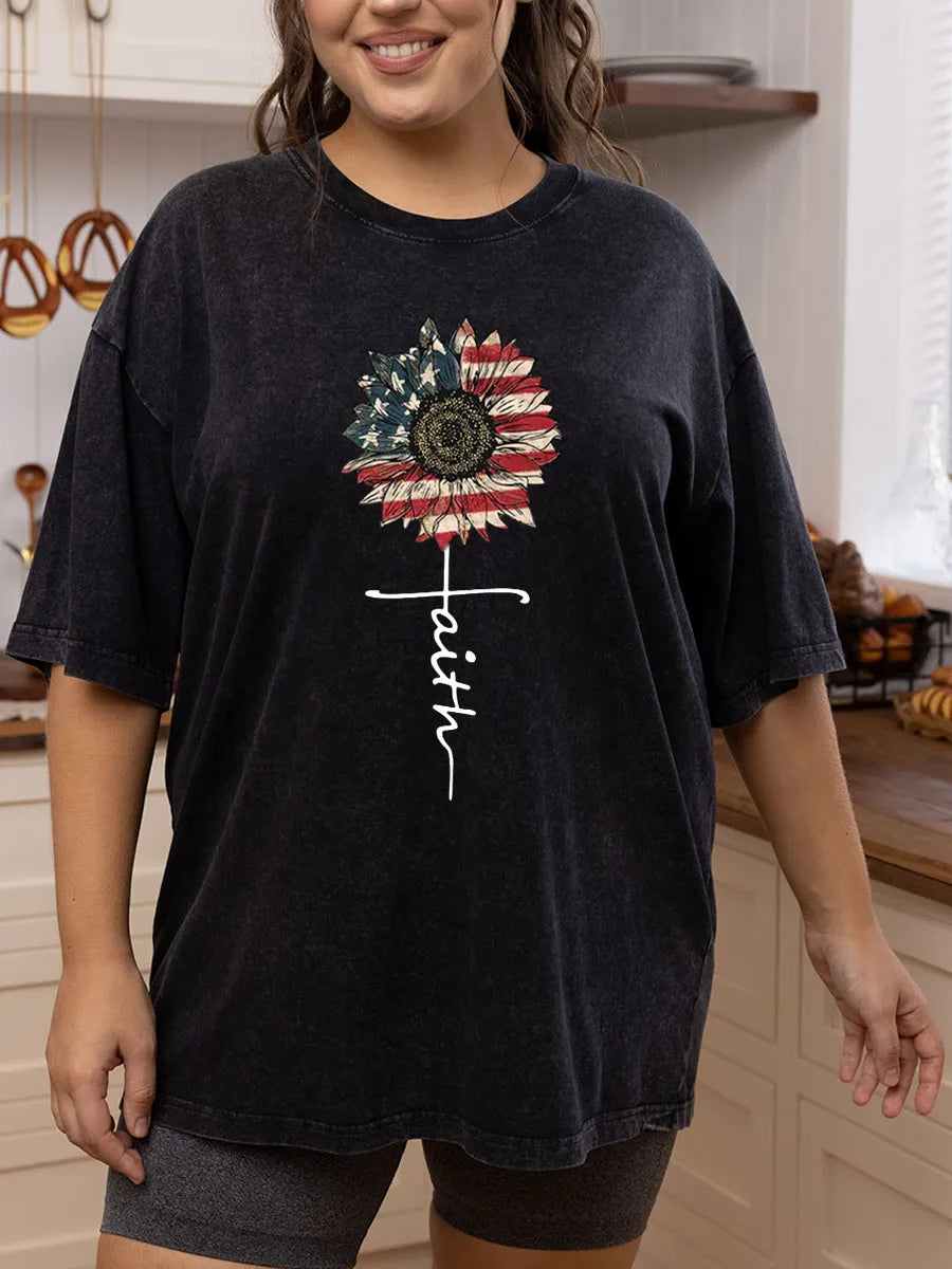 Vintage Sunflower Faith Washed T-Shirt
