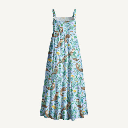 Otter Lily Escape Print Wide Straps Maxi Dress With Pockets