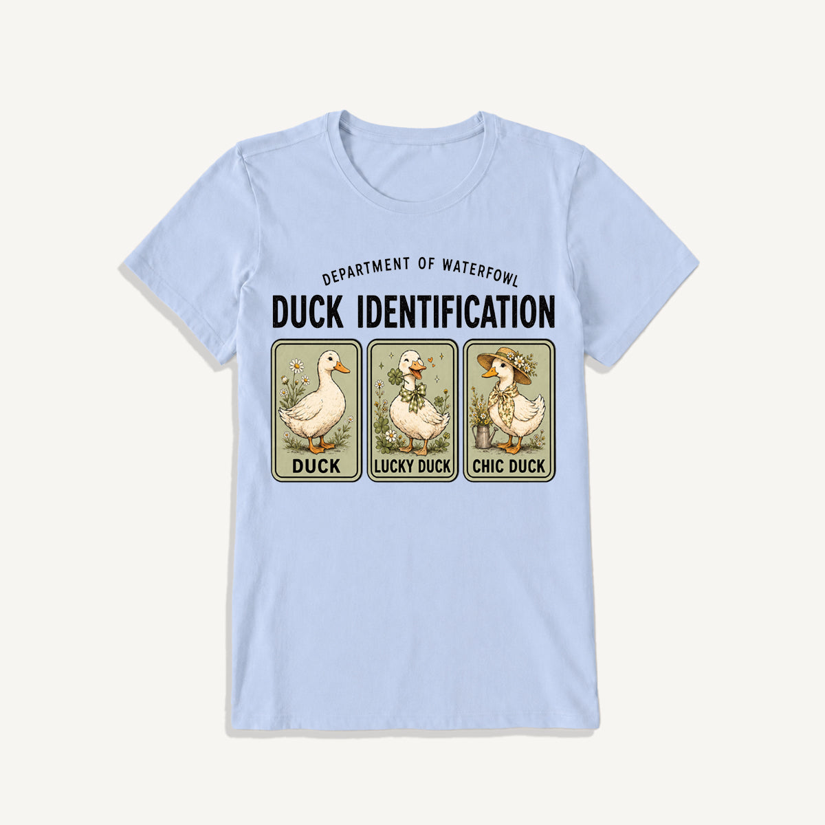 Duck Identification Print Crew Neck Cotton Tee