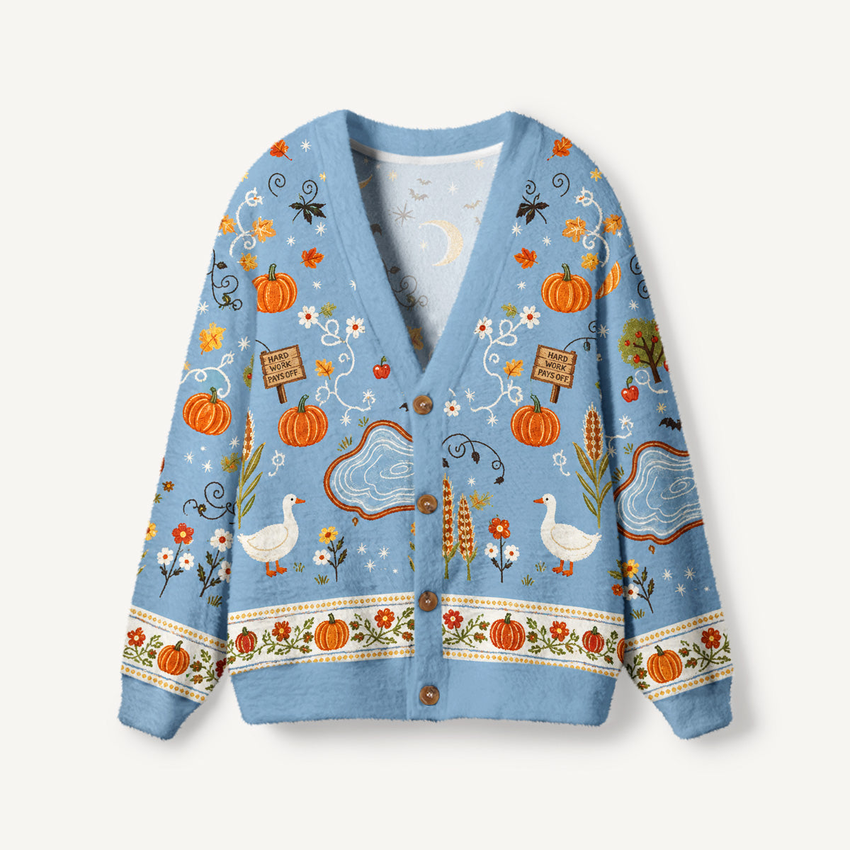 Hard Work Pays Off Farm Map Print Ugly Cardigan Sweaters