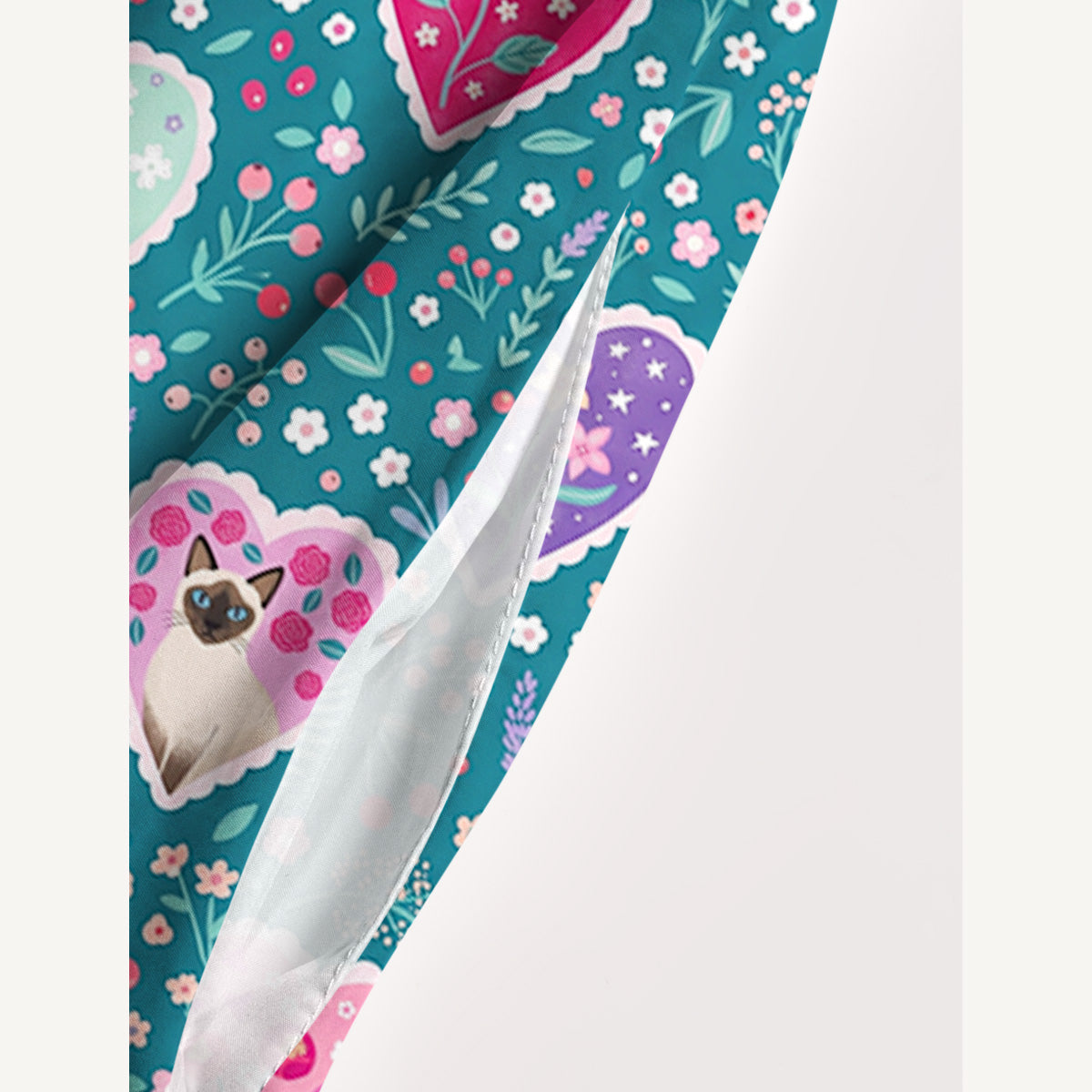 Woodland Hearts Cat Print Wide Straps Maxi Dress With Pockets