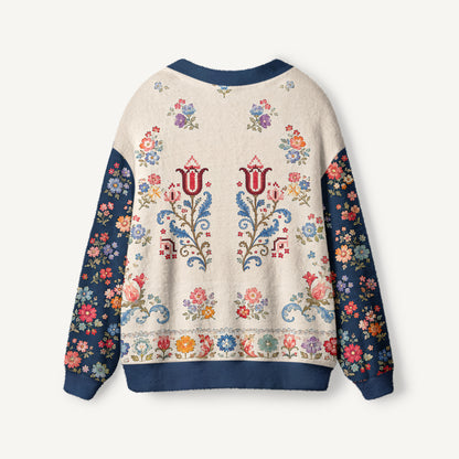 Heritage Folk Bloom Print Ugly Cardigan Sweaters