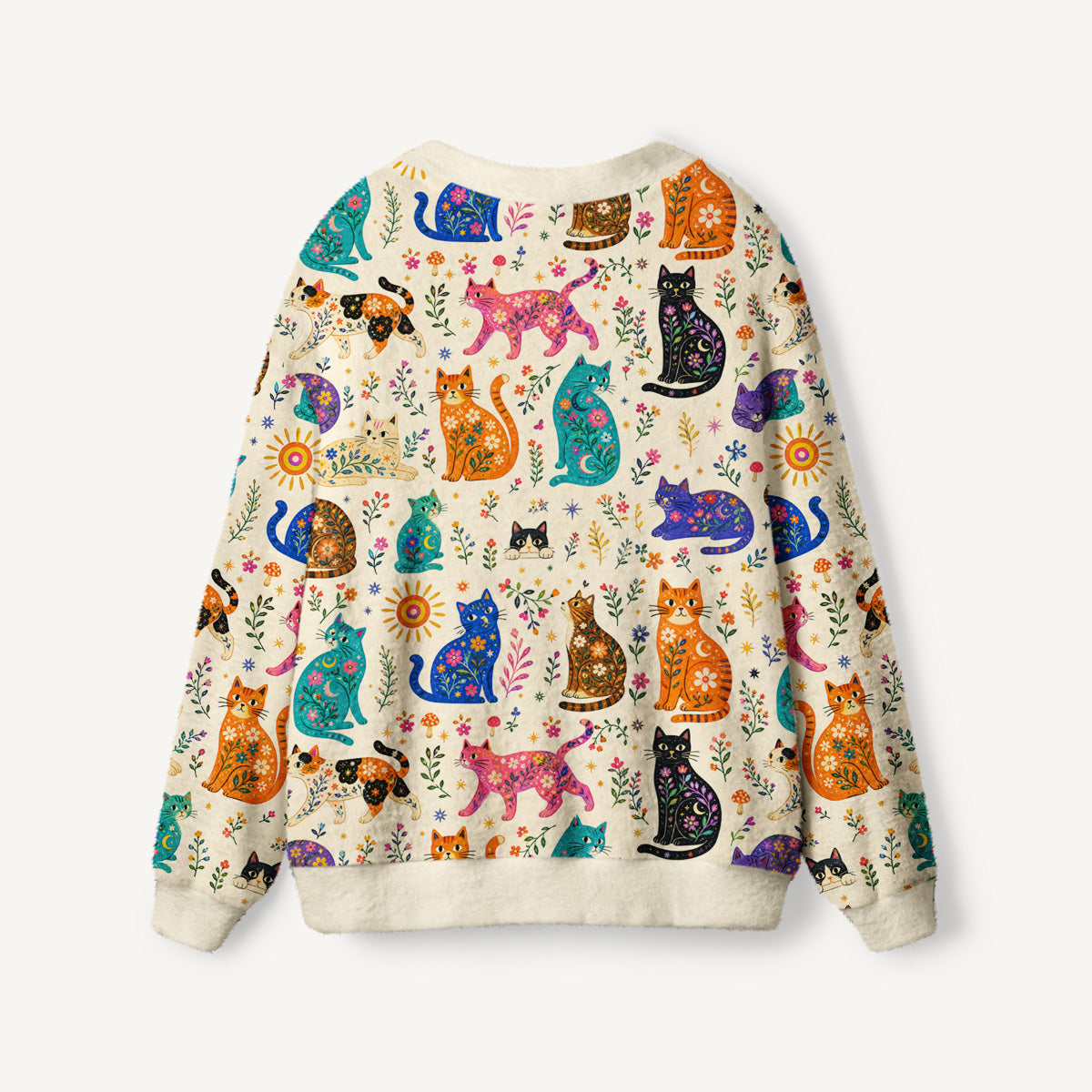 Painted Cat Garden Print Ugly Cardigan Sweaters