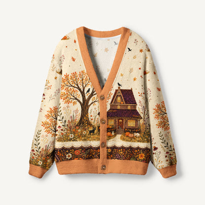 Autumn Cottage Garden Print Ugly Cardigan Sweaters