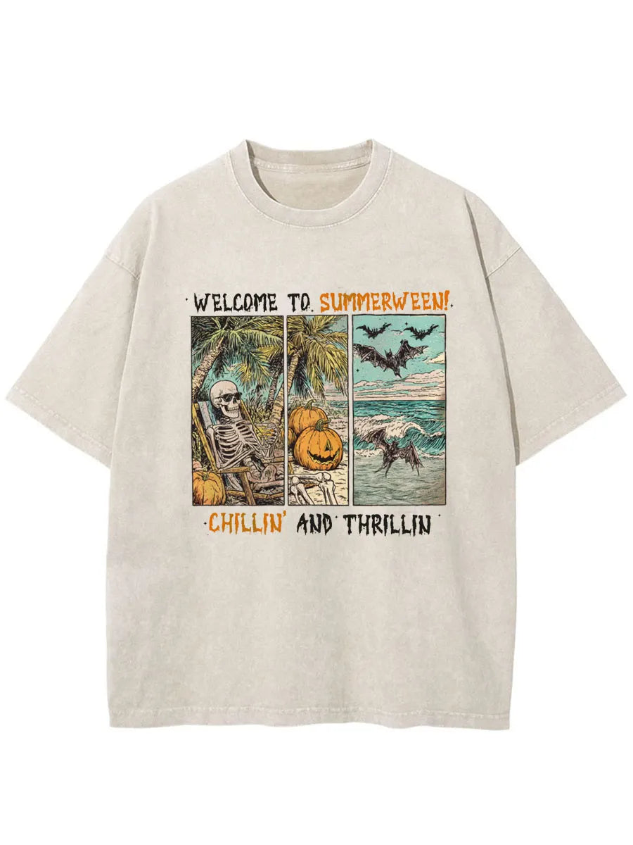 Vintage Welcome To Summerween Oversize Washed T-Shirt