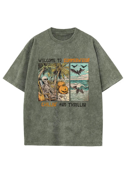 Vintage Welcome To Summerween Oversize Washed T-Shirt