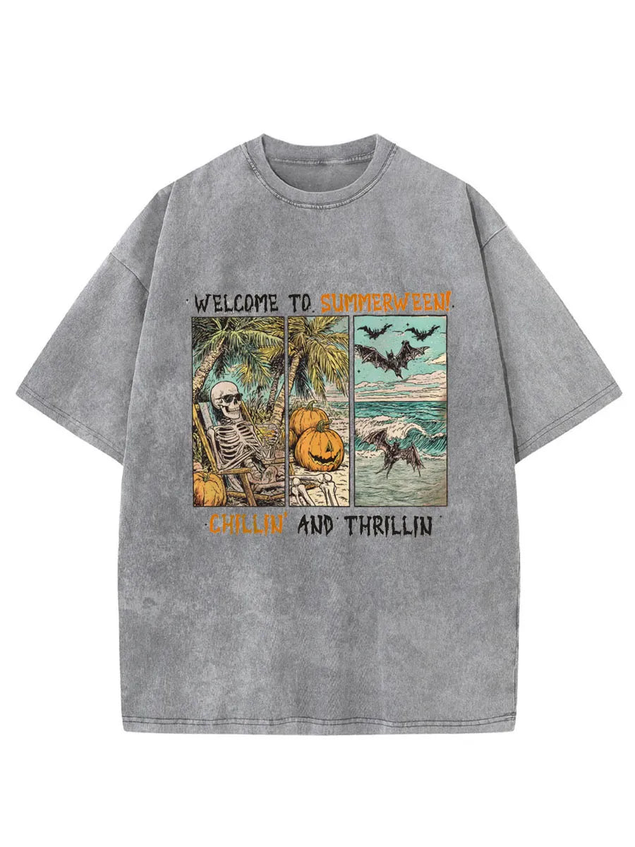 Vintage Welcome To Summerween Oversize Washed T-Shirt