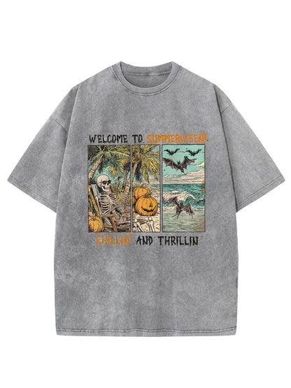 Vintage Welcome To Summerween Oversize Washed T-Shirt