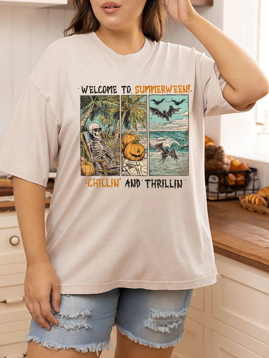 Vintage Welcome To Summerween Oversize Washed T-Shirt