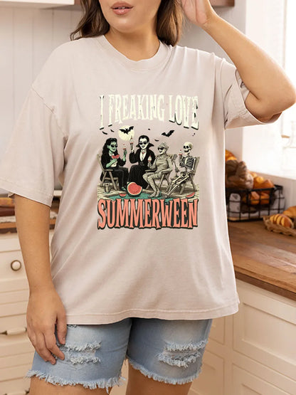 Vintage I Freaking Love Summerween Oversize Washed T-Shirt