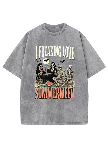Vintage I Freaking Love Summerween Oversize Washed T-Shirt