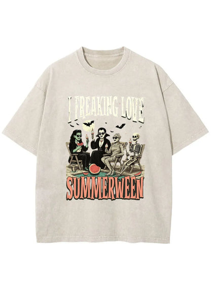 Vintage I Freaking Love Summerween Oversize Washed T-Shirt