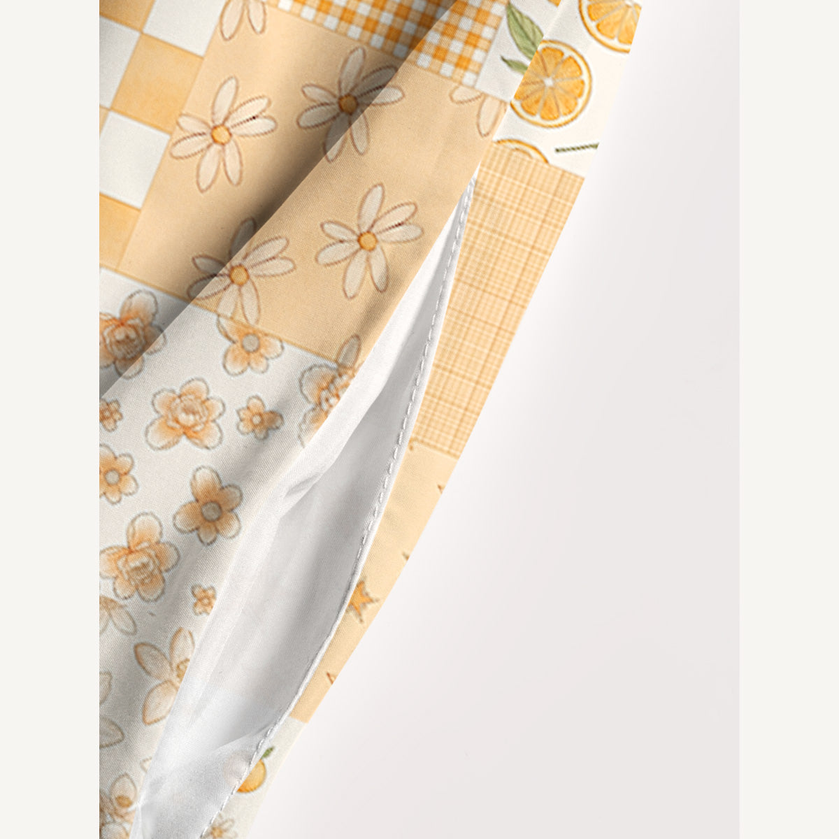 Lemon Sunshine Patchwork Print Wide Straps Maxi Dress With Pockets