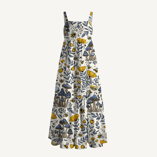 Bee Whisper Forest Printed Wide Straps Maxi Dress With Pockets