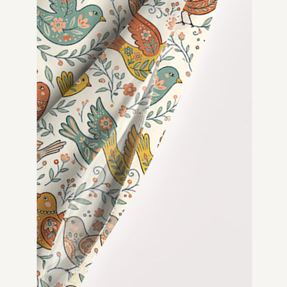 Colorful Flower Birds Print Wide Straps Maxi Dress With Pockets