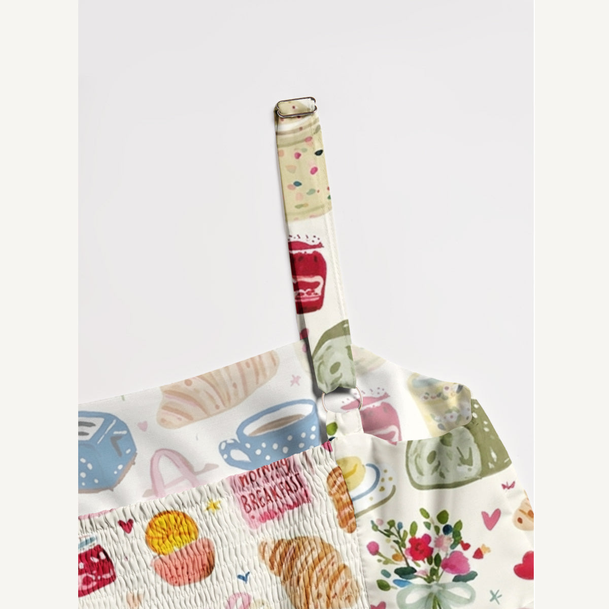 Sweet Brunch Kitchen Print Wide Straps Maxi Dress With Pockets