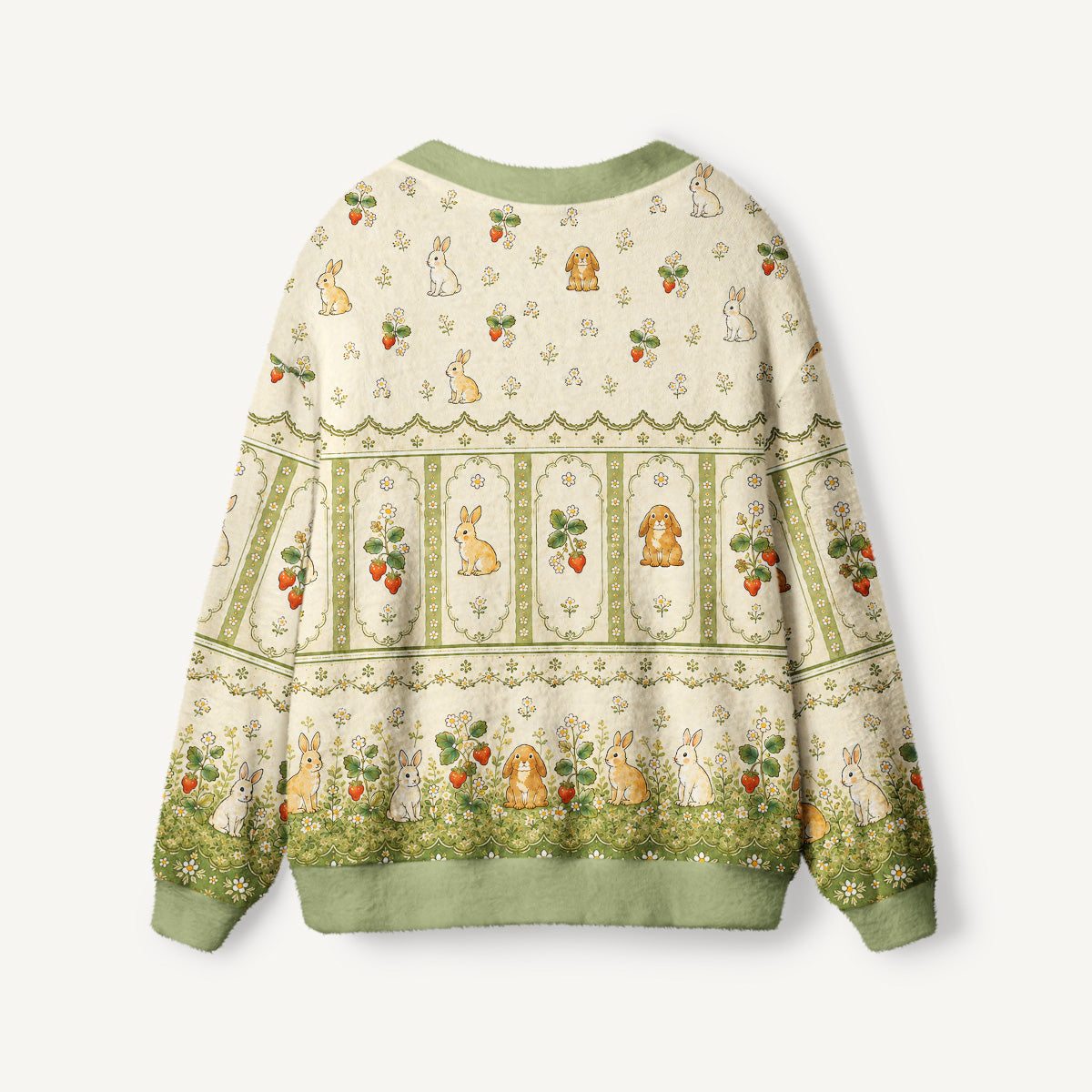 Bunnyberry Garden Print Ugly Cardigan Sweaters