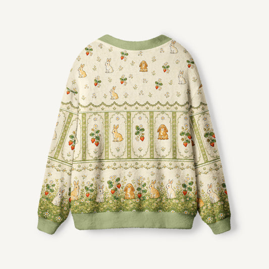 Bunnyberry Garden Print Ugly Cardigan Sweaters