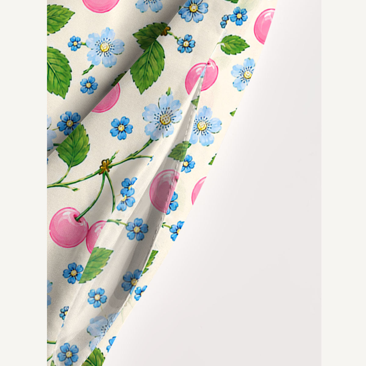 Cherry Blossom Garden Pattern Print Wide Straps Maxi Dress With Pockets