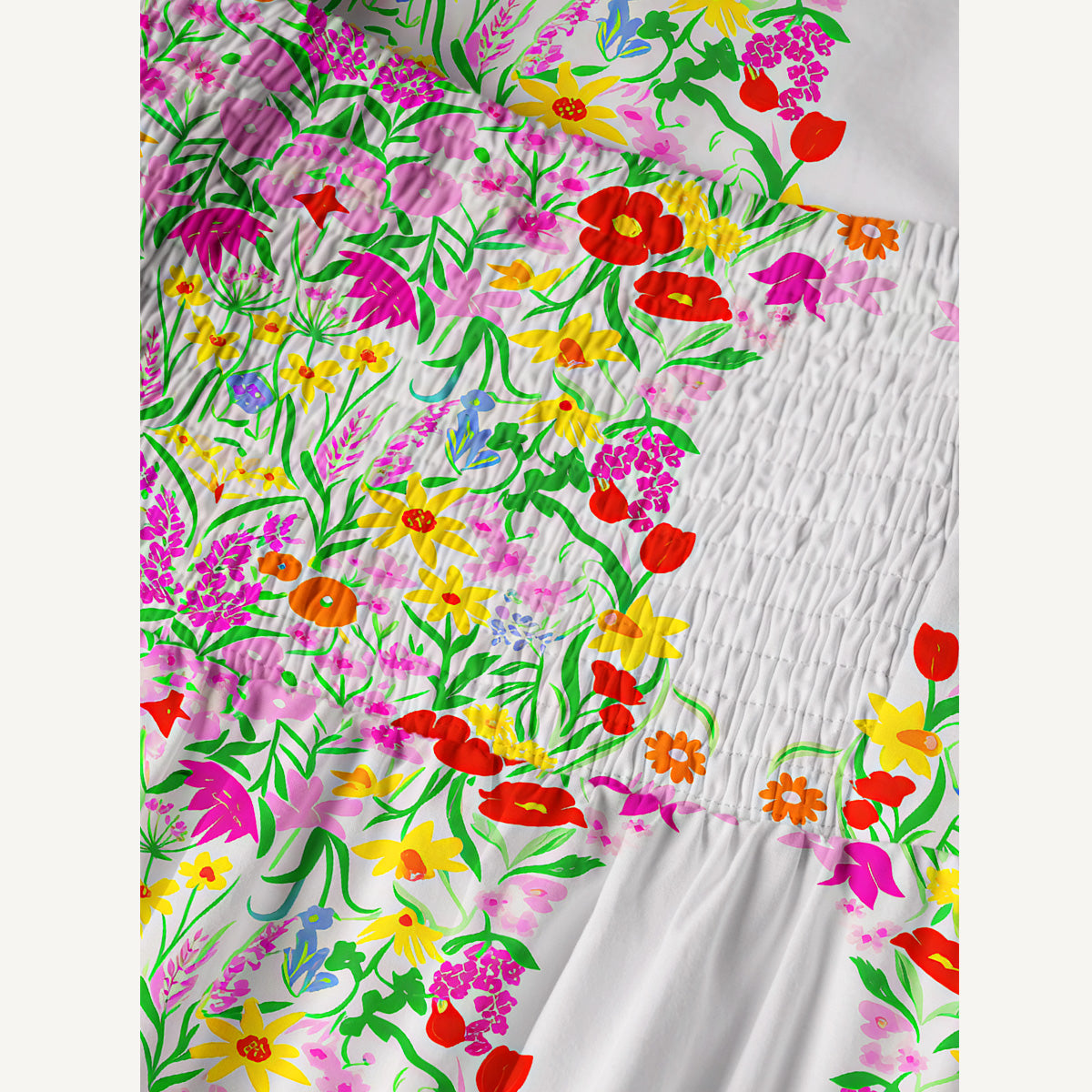 Elegant Garden Print Cotton Wide Straps Maxi Dress With Pockets