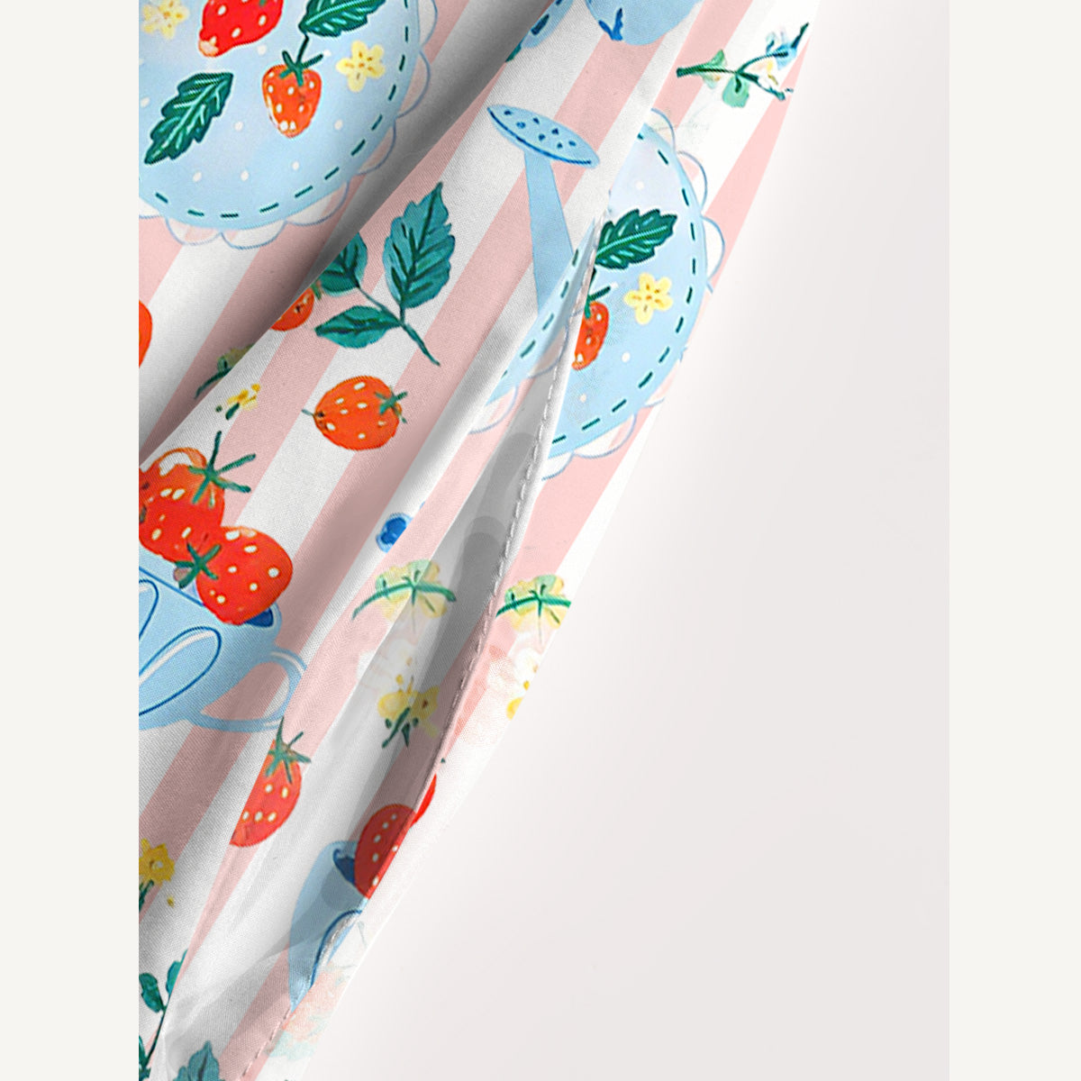 Strawberry Cup Garden Print Wide Straps Maxi Dress With Pockets