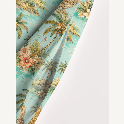 Owl Hawaii Print Wide Straps Maxi Dress With Pockets