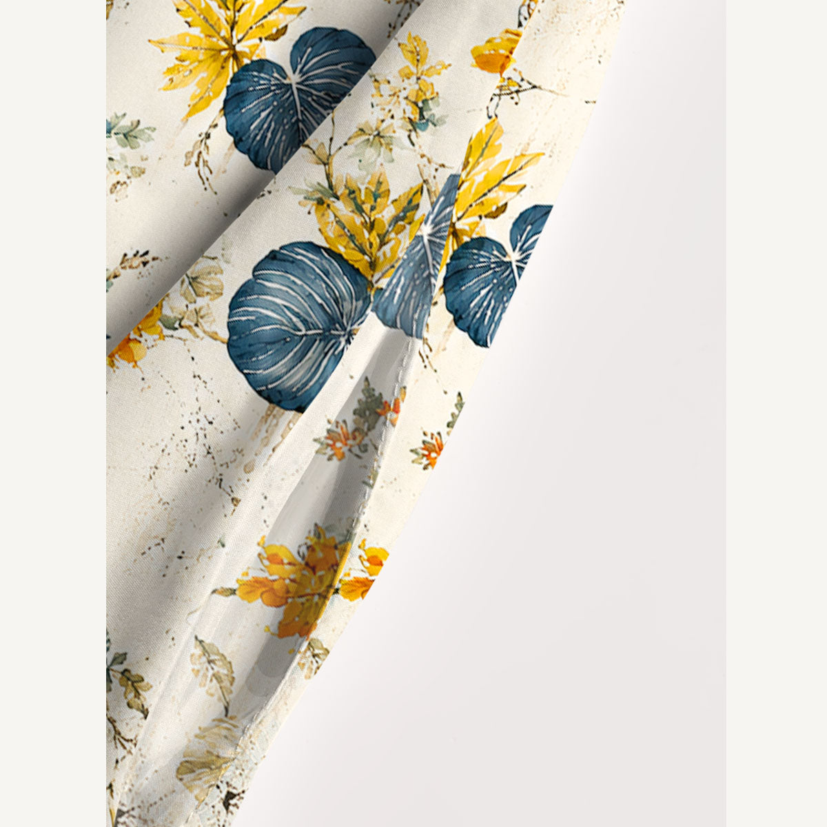 Golden Wild Botanicals Print Wide Straps Maxi Dress With Pockets