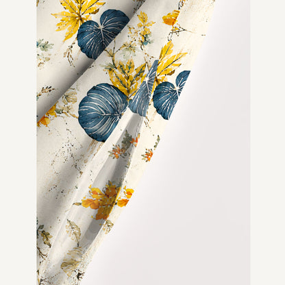 Golden Wild Botanicals Print Wide Straps Maxi Dress With Pockets
