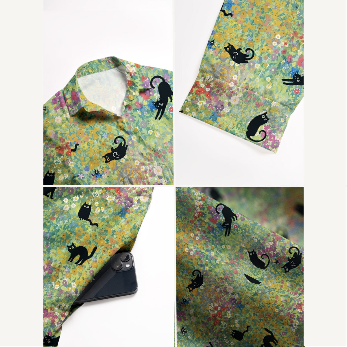 Wildflower Garden Black Cat Midi Dress For Women With Pockets
