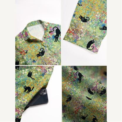 Wildflower Garden Black Cat Midi Dress For Women With Pockets